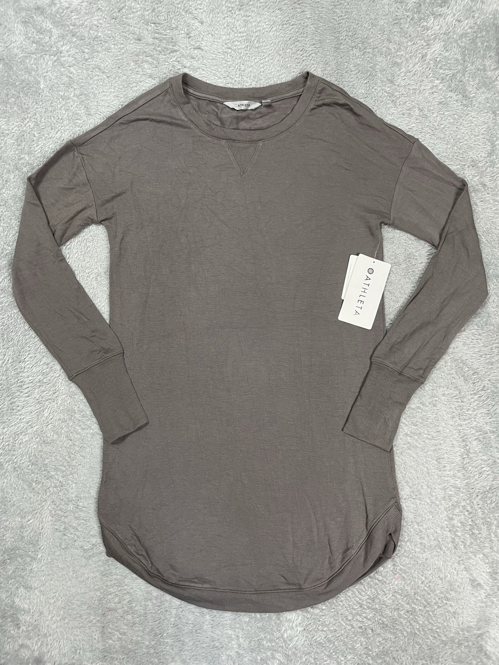 Athleta T-Shirt Dress Womens S Brown Recharge Modal Long Sleeve Thumbholes